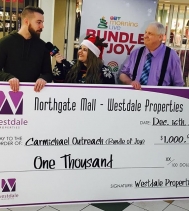 @northgateyqr is very excited to present this $1,000 donation to the @carmichaeloutreach #BundleofJoy @ctvreginalive