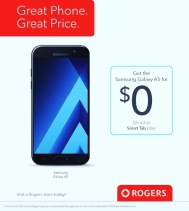 Get the Samsung Galaxy A5 for $0 on a 2-yr Smart Tab plan. Visit @rogers store today! On now until Oct.13! *exclusions may apply*