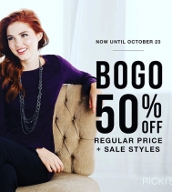 BOGO 50%OFF Regular Price & Sale Styles @rickisfashion! On Now until Oct.23rd