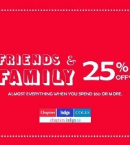 Celebrate our friends and family event and save 25% off when you spend $50 or more. Exclusions apply - Ends Nov.5