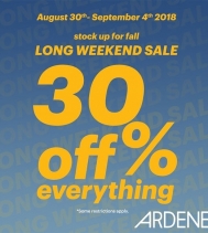 LONG WEEK-END SALE! 30% OFF AT ARDENE STORES! LIMITED TIME ONLY! Some Restrictions Apply. #ardenelove