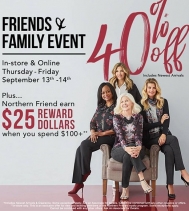 Friends & Family ENJOY 40% OFF including Newest Arrivals on September 13th & 14th @northernreflections! Visit In-store Today Northgate Mall!

#northernfriendsevent #northernfriends #northern #friendsandfamily #shoppingevent #fallcollection