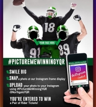 Would you like to go to the next RIDER GAME?!?! 💚🏈💚🏈
All you have to do is... SMILE.SNAP.UPLOAD 
#PictureMeWinningYQR 
Check out the photo display at Customer Service. 
#yqr #giveaway #riders #football