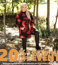 Suzanne's is having 20% OFF Outerwear Event. 
October 11th to 18th
Discount applied to original ticketed price. Excludes Lindi line.
#outerwear #sale