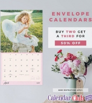 All Envelope Calendars Buy any TWO get a THIRD 50% OFF!! Valid on Envelope Calendars $19.99 and over. Discount off the lowest priced item.