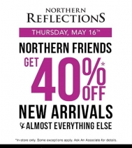 Today Only, #northernfriends  Reward Members enjoy 40% OFF New Arrivals & Almost Everything Else. In-store @northernreflections! Not a member? Sign up in-store and start earning rewards!!
#northernreflections #exclusiveevent #happyshopping