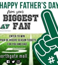 Celebrate Dad with the ULTIMATE Father's Day Gift!!! 🏈 💚 🏈 Visit northgatemall.ca or our Facebook page for your chance to WIN a pair of RIDERS SEASON TICKETS FOR YOU & DAD!!
#fathersday #yqr #ridernation #giveaway #BiggestFan