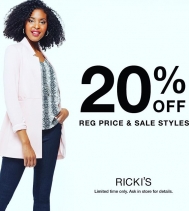 We love a good deal! 😬

Refresh your wardrobe with @rickisfashion! For a limited time, take 20% Off regular price & sales styles! Ends Feb.11