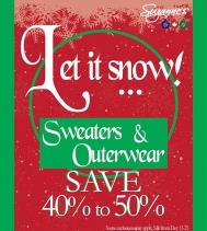Shop Suzanne's Sweater & Outerwear Sale! ❄☃️❄
SAVE 40 TO 50% OFF
Some exclusions may apply.
#Suzannes #sale