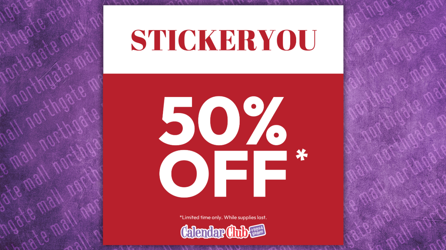 50% Off Sticker You