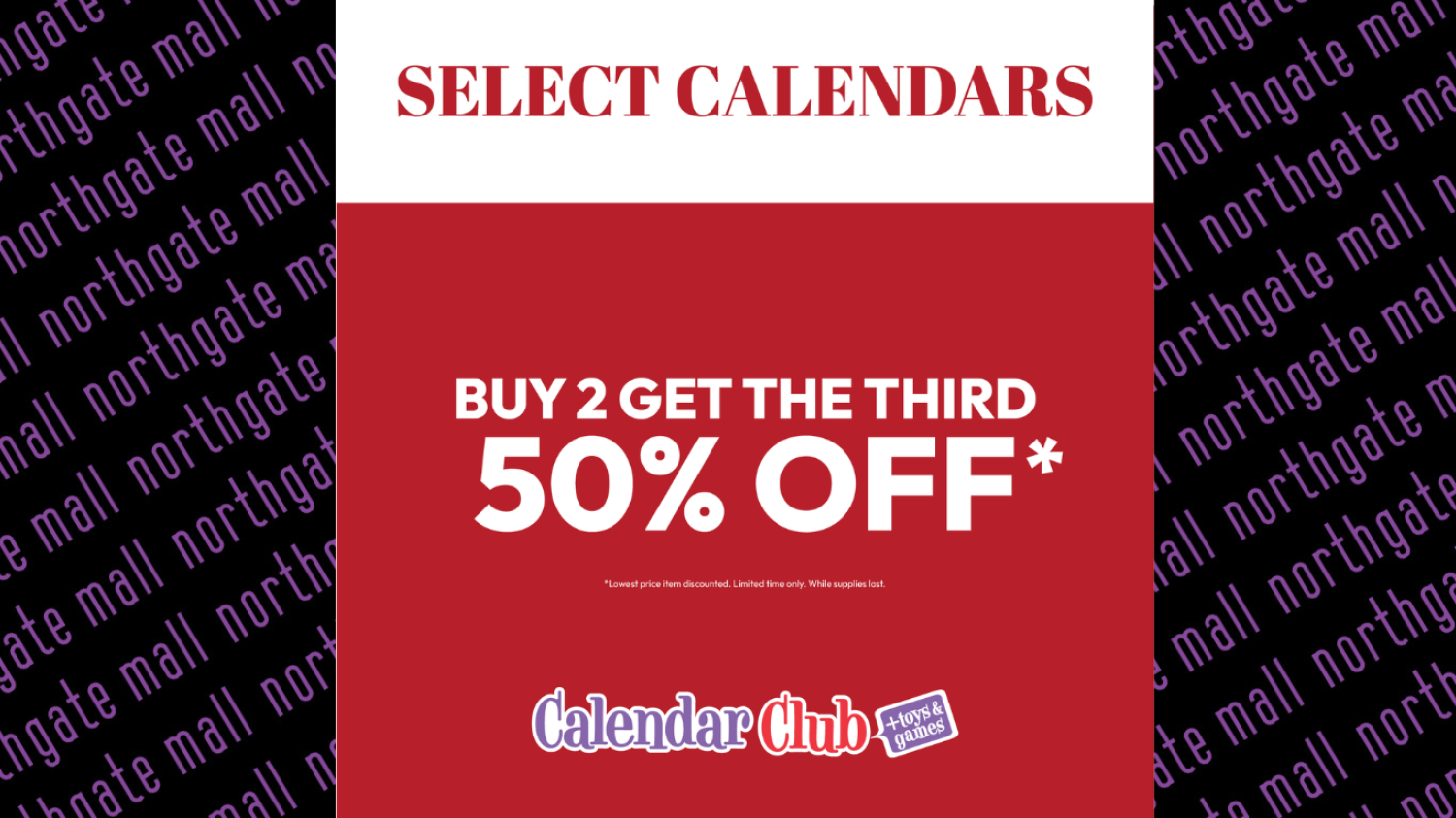Select Calendars Buy 2 get a 3rd 50% off