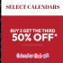 Select Calendars Buy 2 get a 3rd 50% off