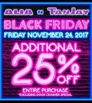 Receive 25% Off your ENTIRE PURCHASE this #blackfriday @aliantanjay #deals #dontmiss #yqr