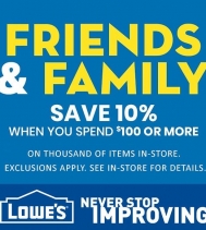 Lowe's is having a Friends and Family Event where you can save 10% off. When you spend $100 or more! Offer Ends August 15th. Visit Lowe's in Northgate Mall Today!
#friendsandfamily #saving #yqr