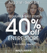 Labour Day Long Weekend Sale!
40% OFF Entire Store, excluding jeans.