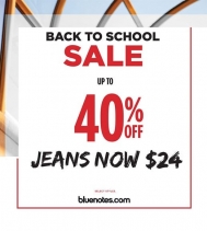 THE BLUENOTES BACK TO SCHOOL SALE! 🍎 UP TO 40% OFF ALL NEW ARRIVALS + JEANS NOW $24! 👖👖
Valid at select stores only. Some exclusion may apply. See Northgate Mall Bluenotes for details.
