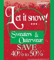 Shop Suzanne's Sweater & Outerwear Sale! ❄☃️❄
SAVE 40 TO 50% OFF
Some exclusions may apply.
#Suzannes #sale